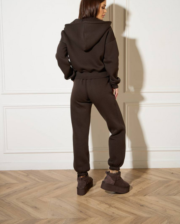 0705 спортивний костюм на флісі кофта на блискавці з капюшоном зі штанами на резинці